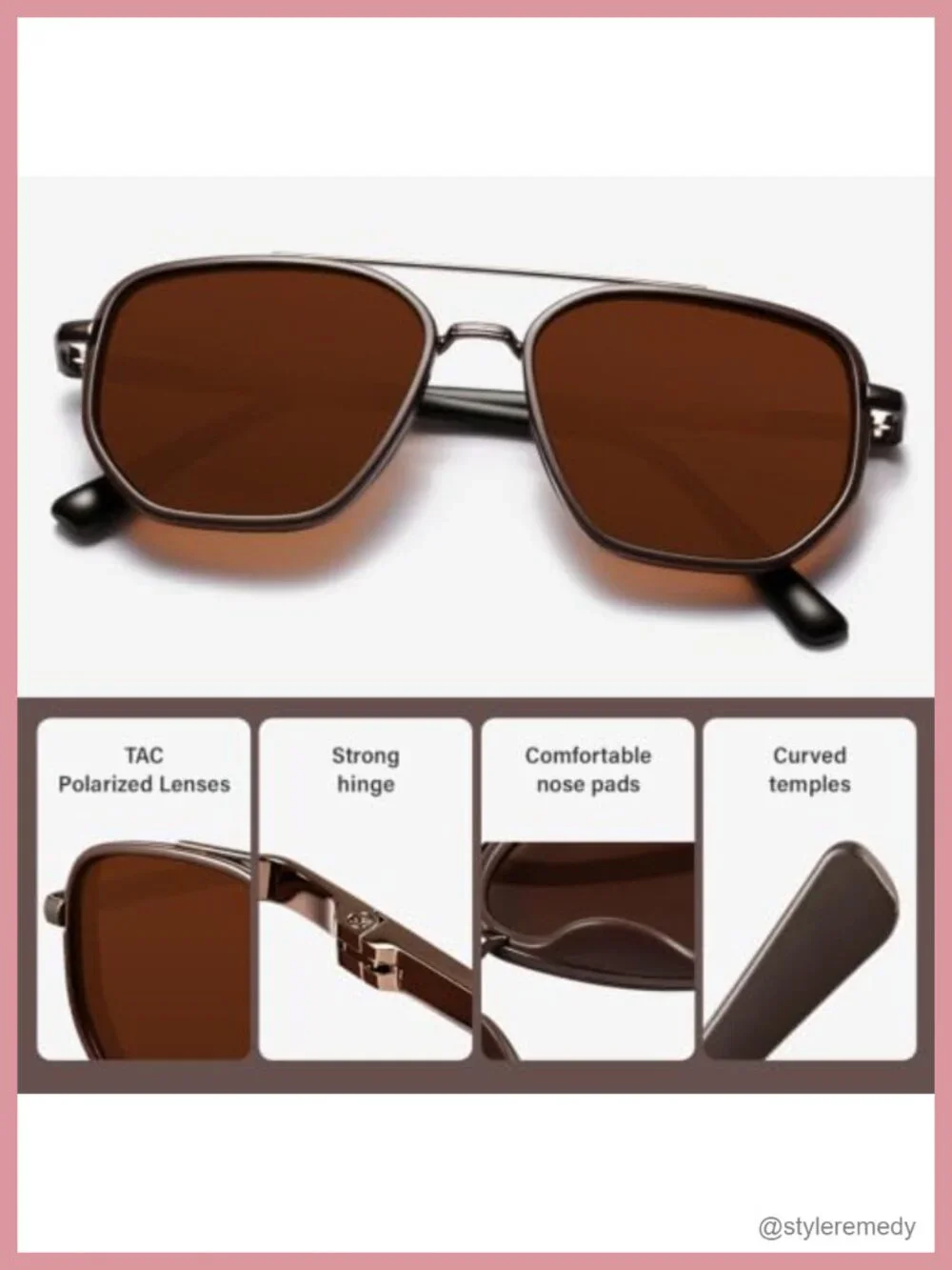Polarized Aviator Sunglasses UV Protection Metal Frame Tangle Free